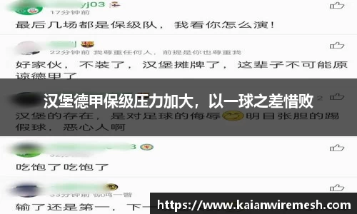 汉堡德甲保级压力加大，以一球之差惜败